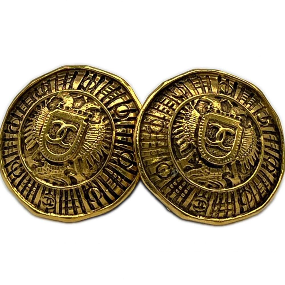 CHANEL Vintage Gold Logo Earrings